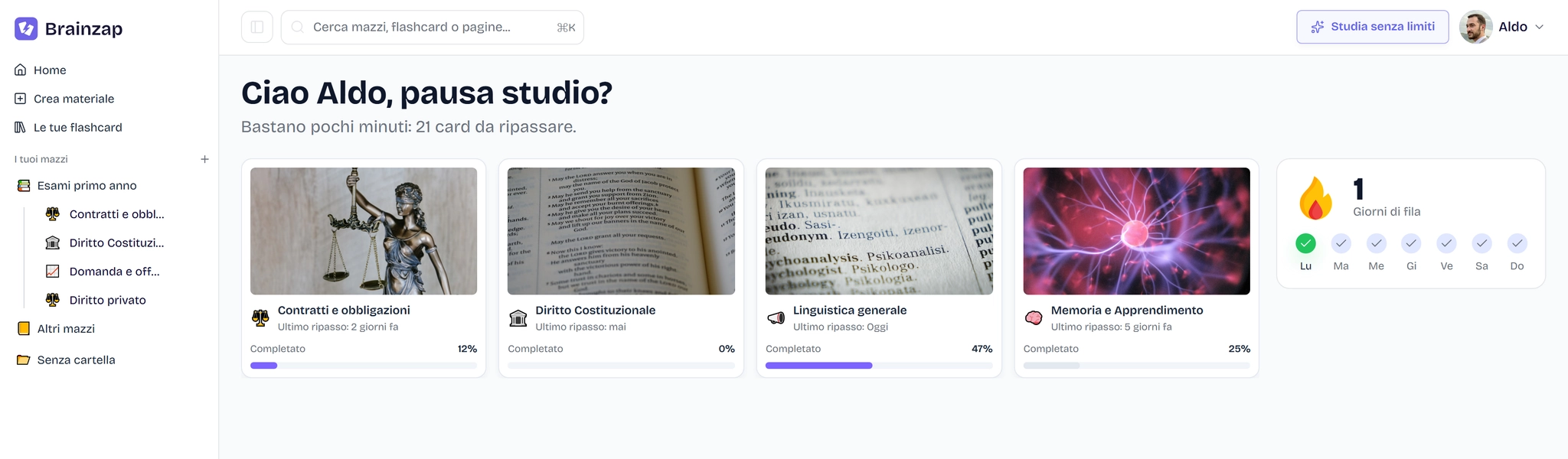 Anteprima del flusso di studio su Brainzap